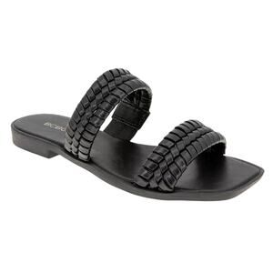 BCBGeneration Women's Lara Flat Slide Sandals Black Size 6 1/2
